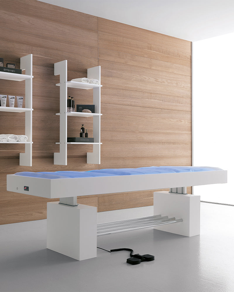 Andromeda - Biały stół do masażu - Materac wodny z podnoszeniem